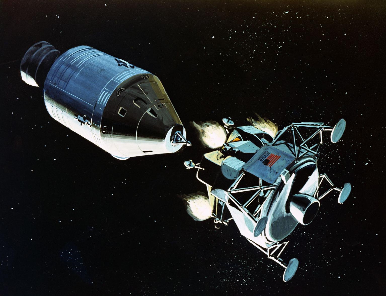 Illustration of the Lunar Excursion Module As It Separates From the Command Service Module