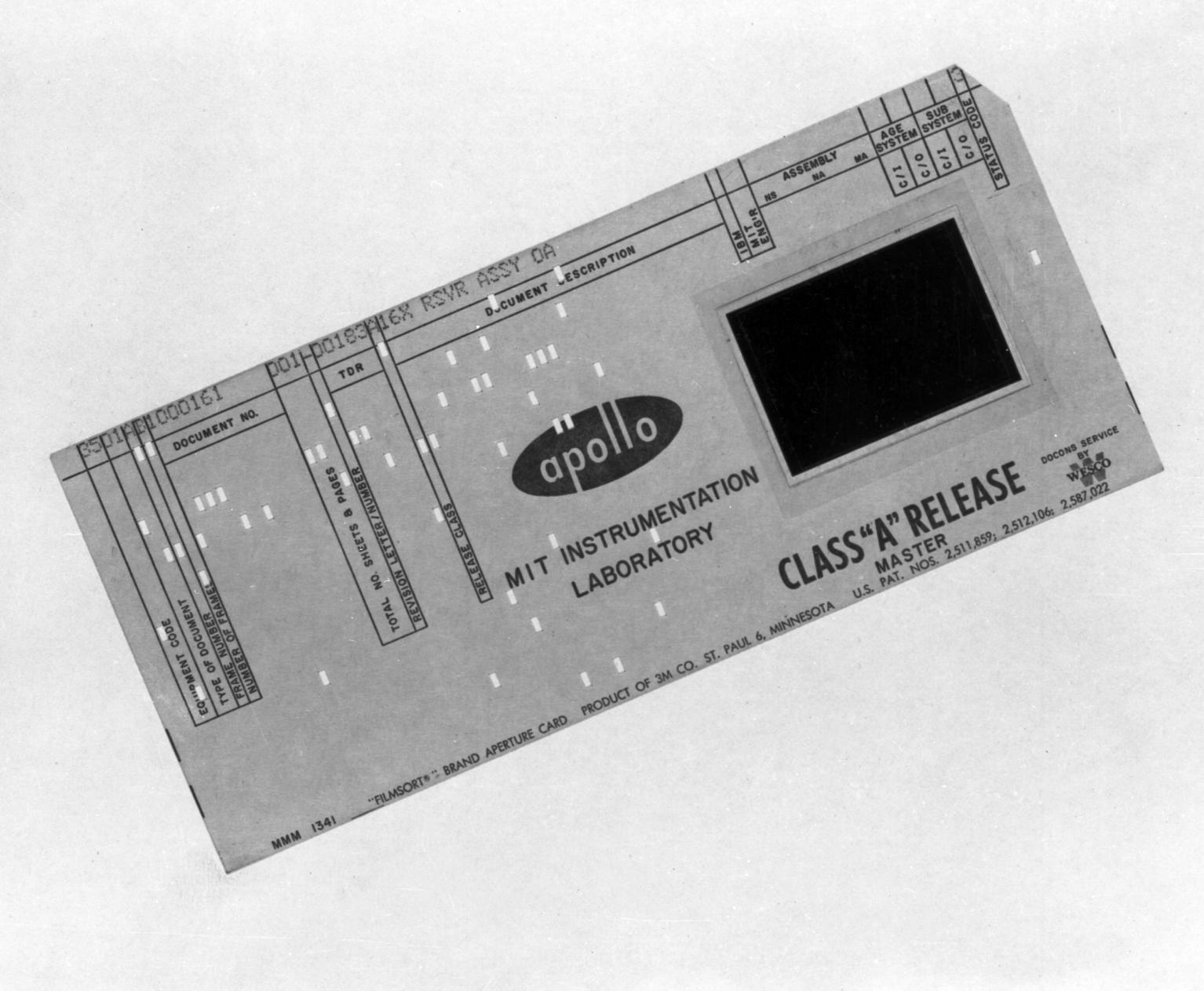 Apollo Class A Data Punch Card Apollo Class A Data Punch Card