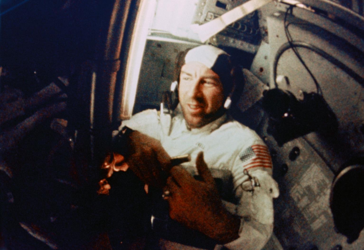 Jim Lovell in the Command Module Jim Lovell in the Command Module