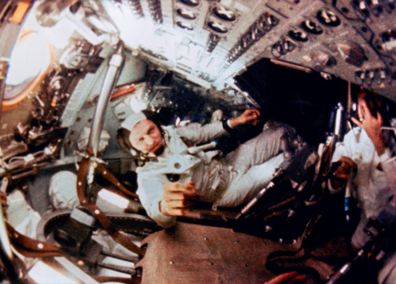 Astronaut Frank Borman Inside the Command Module Astronaut Frank Borman Inside the Command Module