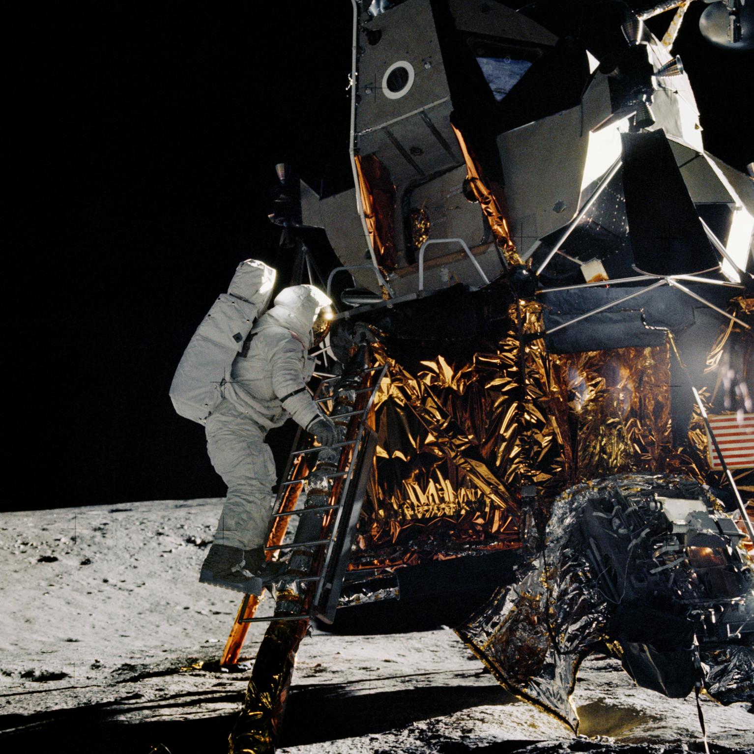 Apollo 12 Astronaut Alan Bean Steps Off Ladder