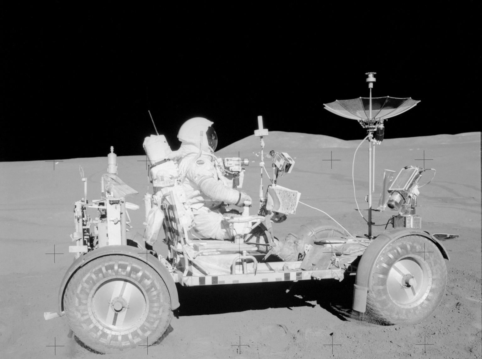 Apollo 15 Astronaut David Scott in Lunar Rover