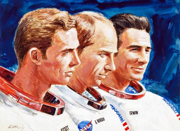 Apollo 15 Astronauts David Scott, Alfred Worden, and James Irwin