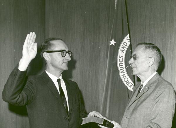 Dr. Hugh Dryden Swearing in Dr. George E. Mueller
