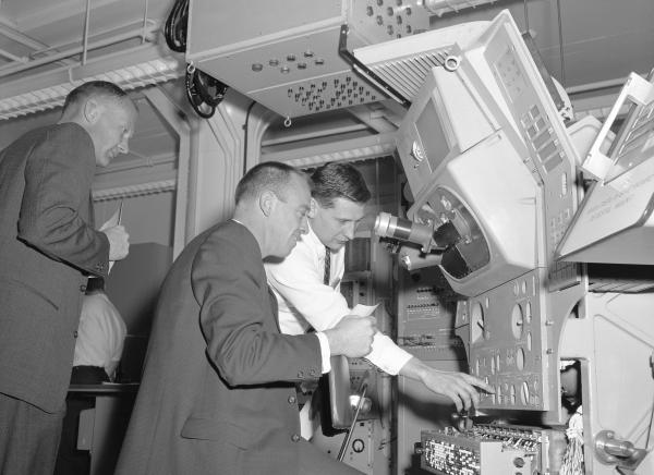 Ain Laats, Buzz Aldrin, and Alan Shepard at the MIT Lab Ain Laats, Buzz Aldrin, and Alan Shepard at the MIT Lab