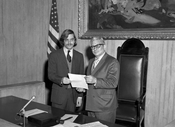 Don Eyles Receiving an Award at Boston City Hall