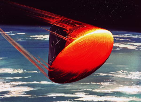 Bard Crawford Illustration of the Apollo Command Module During Atmospheric Reentry