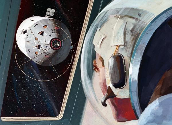 Illustration of Apollo 8 Astronaut at the Command Module Illustration of Apollo 8 Astronaut at the Command Module