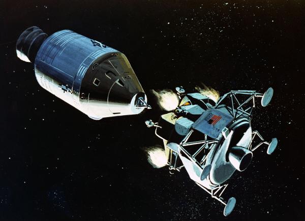 Illustration of the Lunar Excursion Module As It Separates From the Command Service Module Illustration of the Lunar Excursion Module As It Separates From the Command Service Module