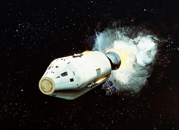 Command Service Module Firing Its Engines in Space Command Service Module Firing Its Engines in Space