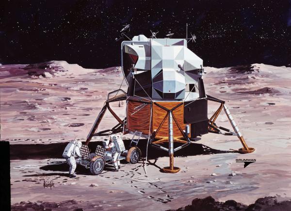 Illustration of Lunar Module and Lunar Roving Vehicle on Moon's Surface, Apollo 15 Illustration of Lunar Module and Lunar Roving Vehicle on Moon's Surface, Apollo 15
