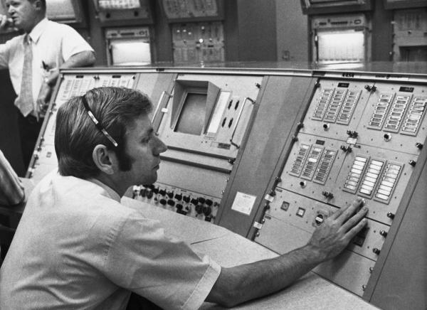 Engineer Russell Larson at Mission Control Engineer Russell Larson at Mission Control