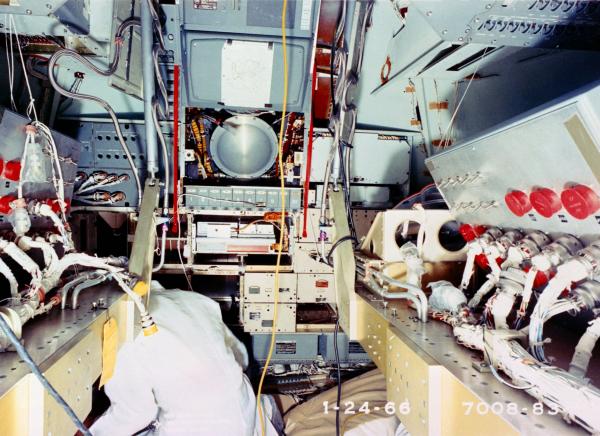 Inside view of Apollo spacecraft CSM-011 Inside view of Apollo spacecraft CSM-011