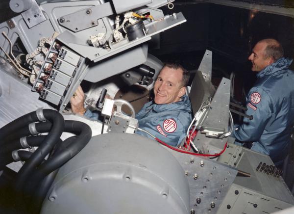 Astronaut Ed White in the Rooftop Navigator Astronaut Ed White in the Rooftop Navigator
