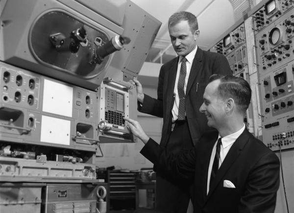 Duncan With Hoag Looking At Apollo Guidance Navigation & Control Hardware Duncan With Hoag Looking At Apollo Guidance Navigation & Control Hardware