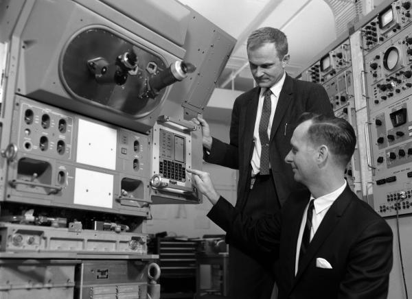 Duncan With Hoag Looking At Apollo Guidance Navigation & Control Hardware Duncan With Hoag Looking At Apollo Guidance Navigation & Control Hardware