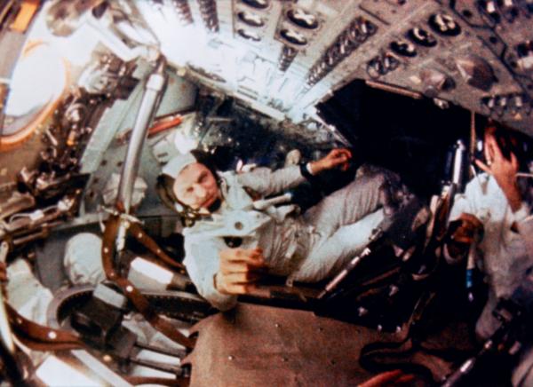 Astronaut Frank Borman Inside the Command Module Astronaut Frank Borman Inside the Command Module
