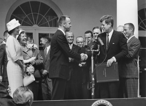 President Kennedy Awarding Alan Shepard with NASA's Distinguished Service Medal President Kennedy Awarding Alan Shepard with NASA's Distinguished Service Medal