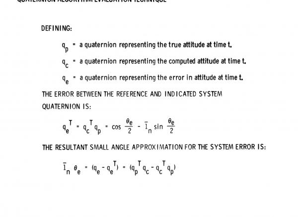 Quaternion Algorithm Evaluation Technique