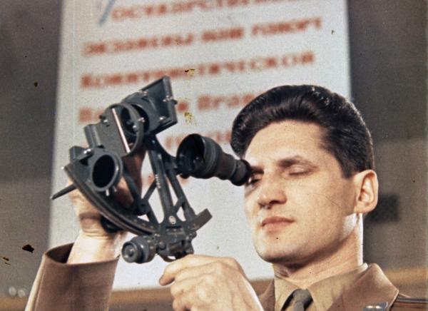Russian Space Program Cosmonaut Using Sextant Russian Space Program Cosmonaut Using Sextant