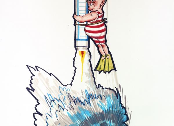 Cartoon of Doc Draper Launching with Polaris Missile Cartoon of Doc Draper Launching with Polaris Missile