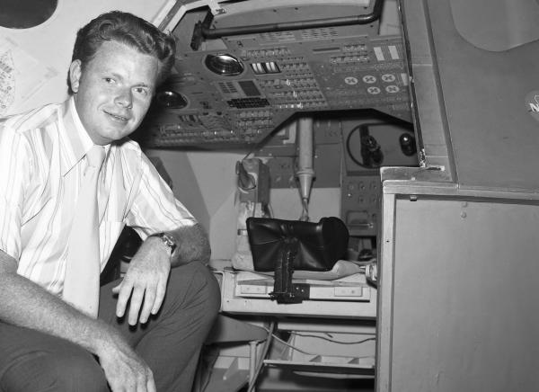 Joseph Turnbull With Command Module Simulator Joseph Turnbull With Command Module Simulator
