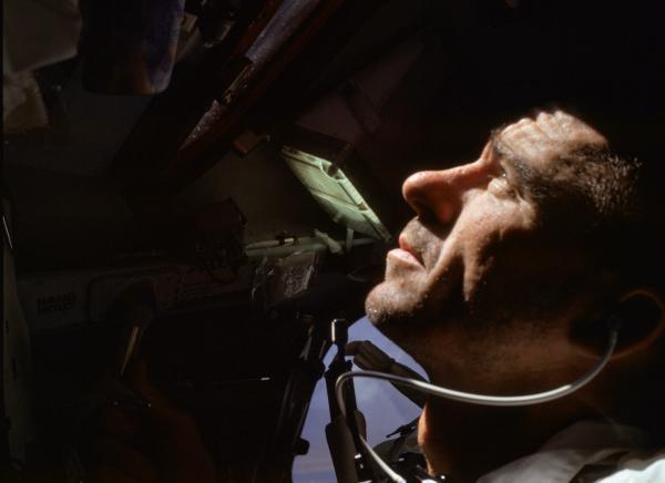 Apollo 7 Astronaut Walter Cunningham During Mission Apollo 7 Astronaut Walter Cunningham During Mission