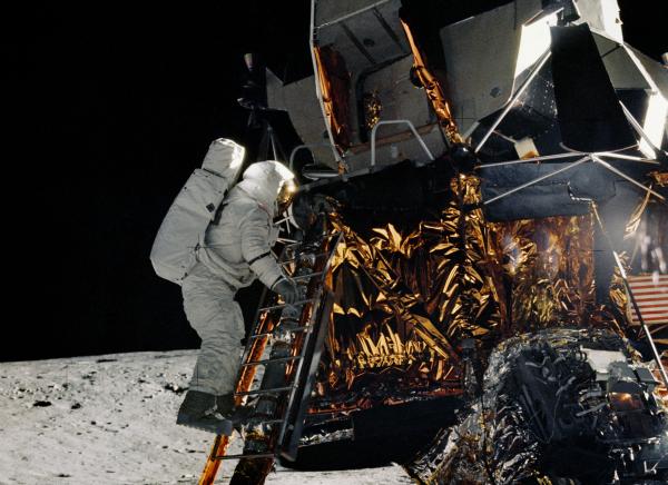 Apollo 12 Astronaut Alan Bean Steps Off Ladder Apollo 12 Astronaut Alan Bean Steps Off Ladder