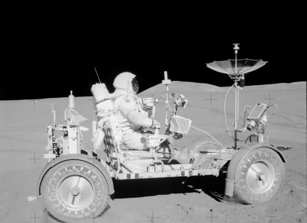 Apollo 15 Astronaut David Scott in Lunar Rover Apollo 15 Astronaut David Scott in Lunar Rover
