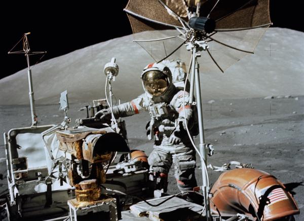 Astronaut Eugene Cernan and Lunar Roving Vehicle Astronaut Eugene Cernan and Lunar Roving Vehicle