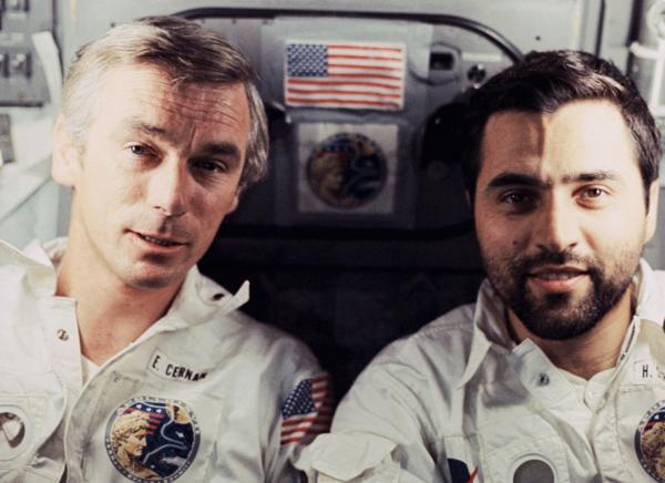 Astronauts Eugene Cernan and Harrison Schmitt Aboard Apollo 17 Spacecraft Astronauts Eugene Cernan and Harrison Schmitt Aboard Apollo 17 Spacecraft