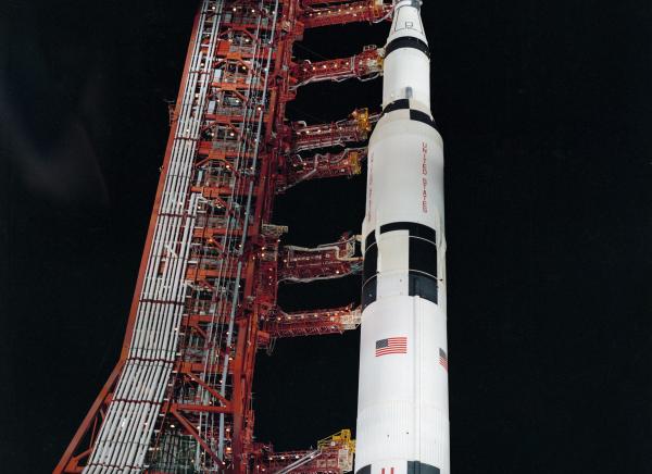 Nighttime Saturn V on Launchpad Nighttime Saturn V on Launchpad