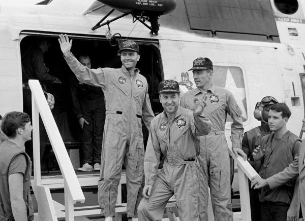 Apollo 13 Crew Post Mission on Recovery Ship Apollo 13 Crew Post Mission on Recovery Ship