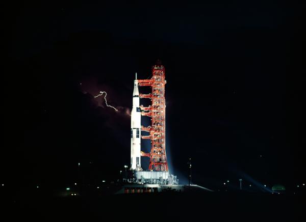 Saturn V Rocket with Lightning Saturn V Rocket with Lightning