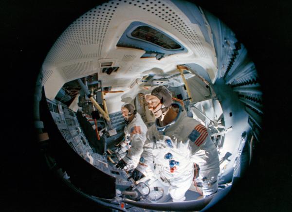 Apollo 9 Crew in Lunar Module Simulator Apollo 9 Crew in Lunar Module Simulator