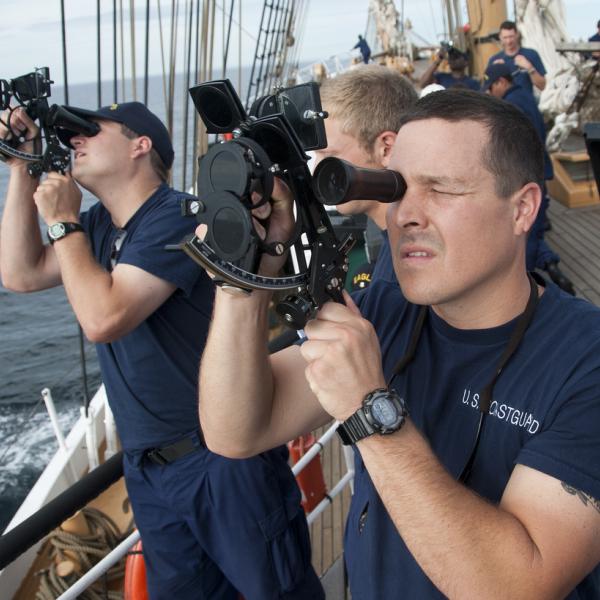 Coast Guard Academy Officer Using a Sextant